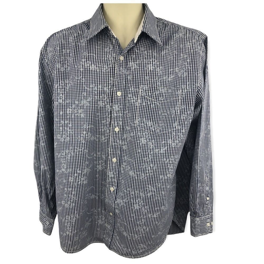 J Campbell large long sleeve blue white button shirt